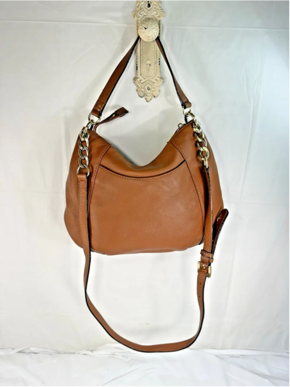 Michael Kors Large Brown Leather Shoulder Hobo Bag crossbody